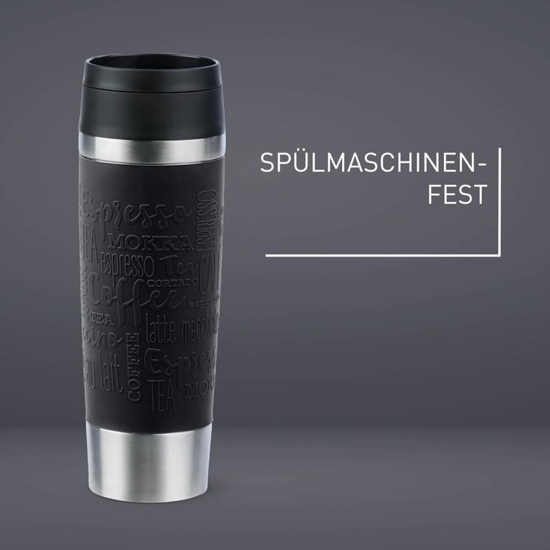 Emsa N20220 Travel Mug Classic Isolierbecher 0,5 Liter | neuer Komfort-Schraubverschluss | Edelstahl