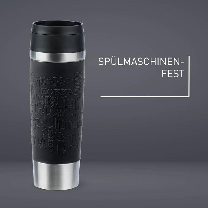 Emsa N20220 Travel Mug Classic Isolierbecher 0,5 Liter | neuer Komfort-Schraubverschluss | Edelstahl