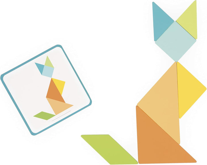 Janod - Essentiel - Das Tangram - Lernspiel aus Holz Babys und Kleinkinder - Farbe auf Wasserbasis -