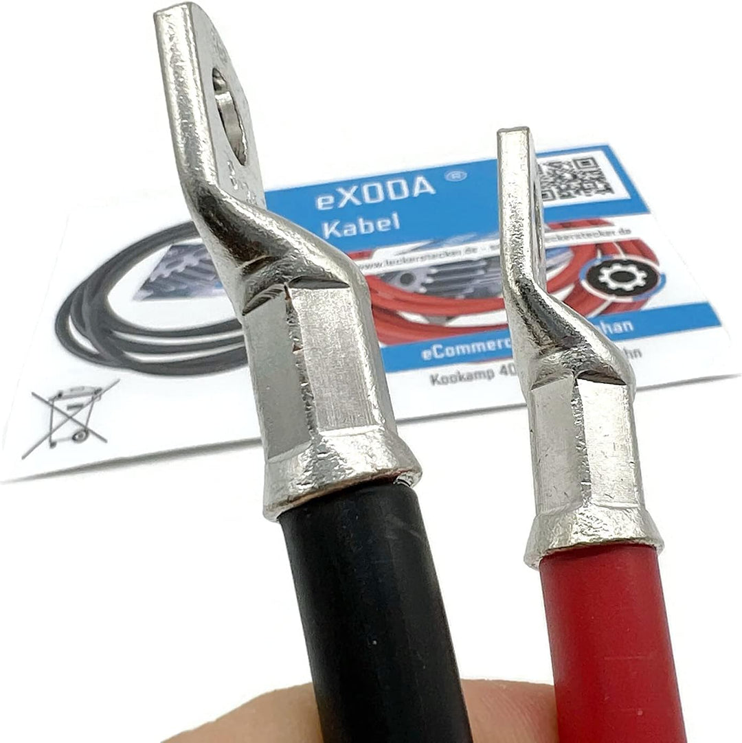 eXODA Batteriekabel Set 35 mm² 50cm mit Kabelschuhen M8 Rot und Schwarz