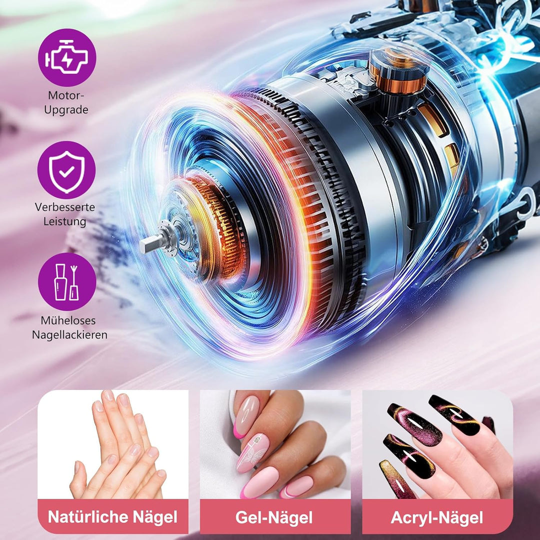 Nagelfräser Kabellos Tragbar 800mAh Elektrische Nagelfeile Professionell 12-IN-1 4-6 Stunden Arbeits