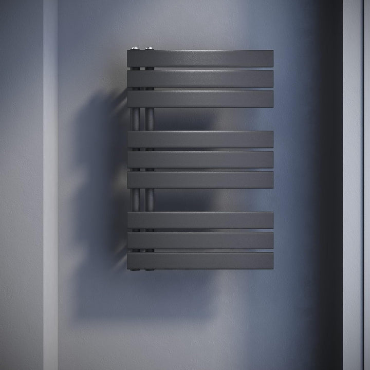 SONNI Badheizkörper Flach Handtuchtrockner 762 x 500 mm Anthrazit Handtuchwärmer Seitenanschluss Pan