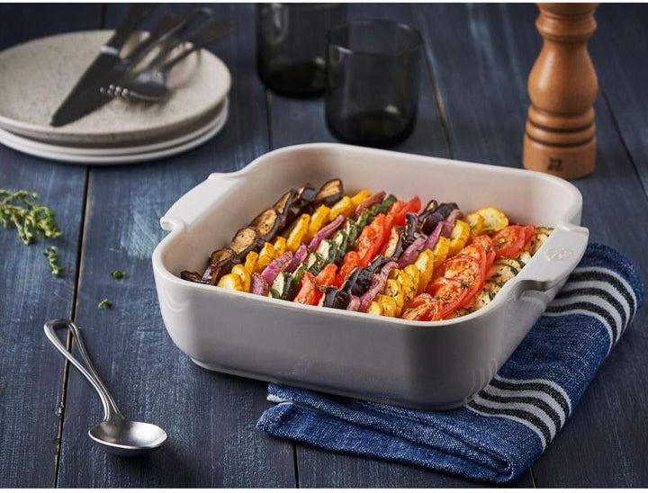 Peugeot Appolia Rechteckige Auflaufform mit Griffen, Keramik, Ecru / Weiss, 6,2x25,16,8 cm, Fassungs