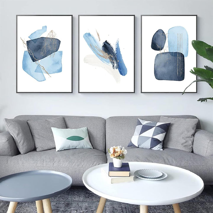 KAIDAARTLH Abstrakt Leinwand Poster 3er Set, Moderne Geometrie Formen Leinwand Bilder Wohnzimmer Sch