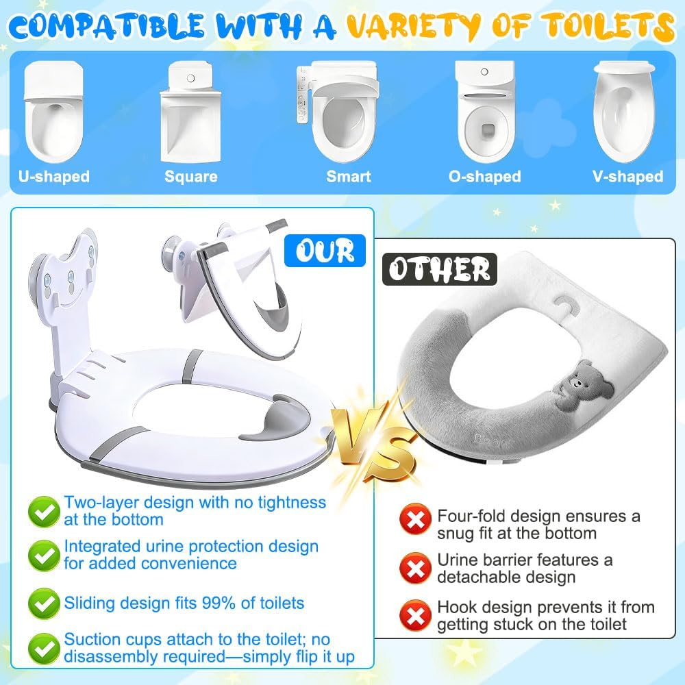 Toilettensitz Kinder, Toilettenaufsatz Kinder, Klositz für Kinder, WC Sitz Kin-der mit Urin Barriere