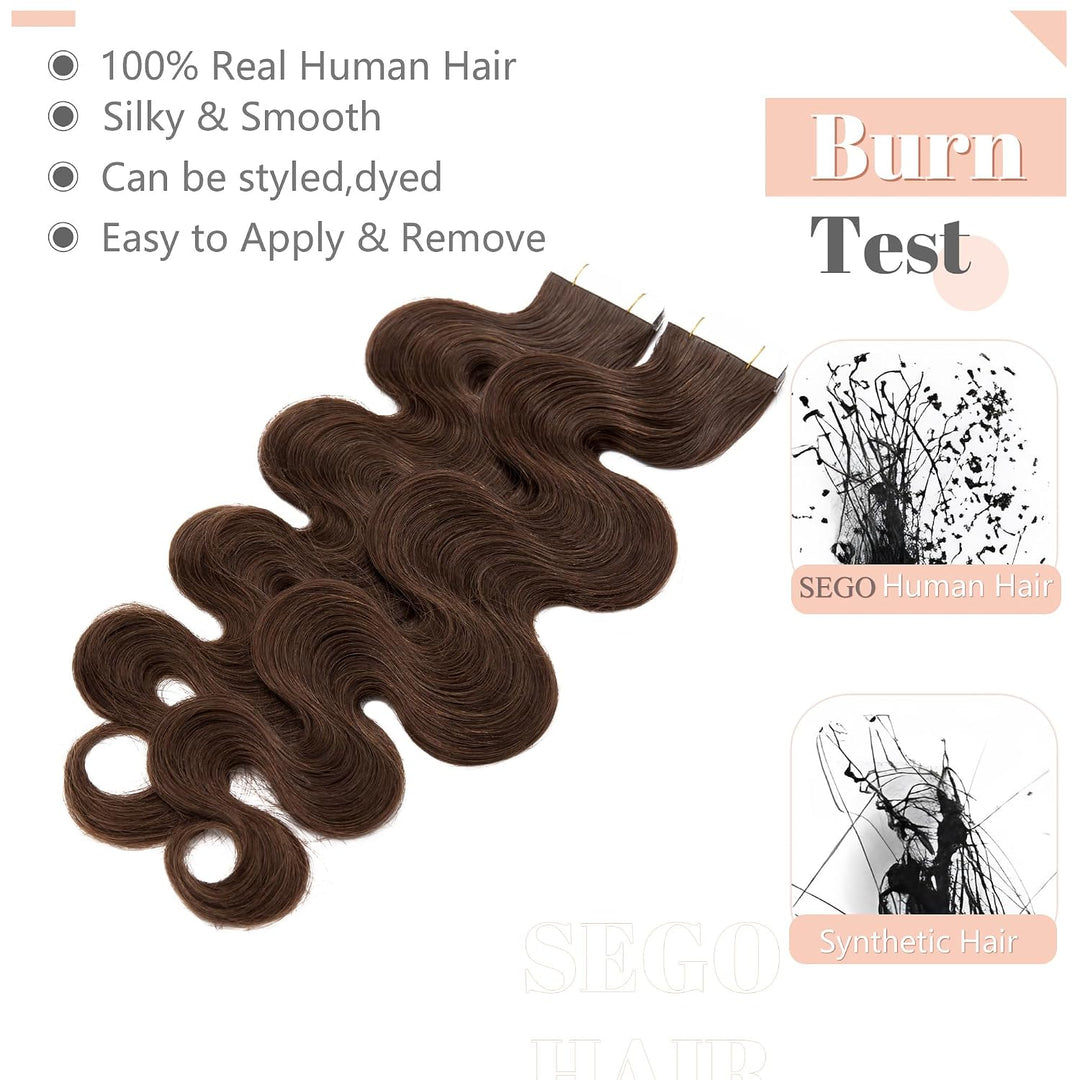 SEGO Echthaar Extensions Tape Klebeband Haarverlängerung Invisible Seamless Skin Weft Menschenhaarve