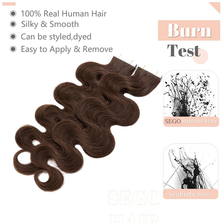 SEGO Echthaar Extensions Tape Klebeband Haarverlängerung Invisible Seamless Skin Weft Menschenhaarve