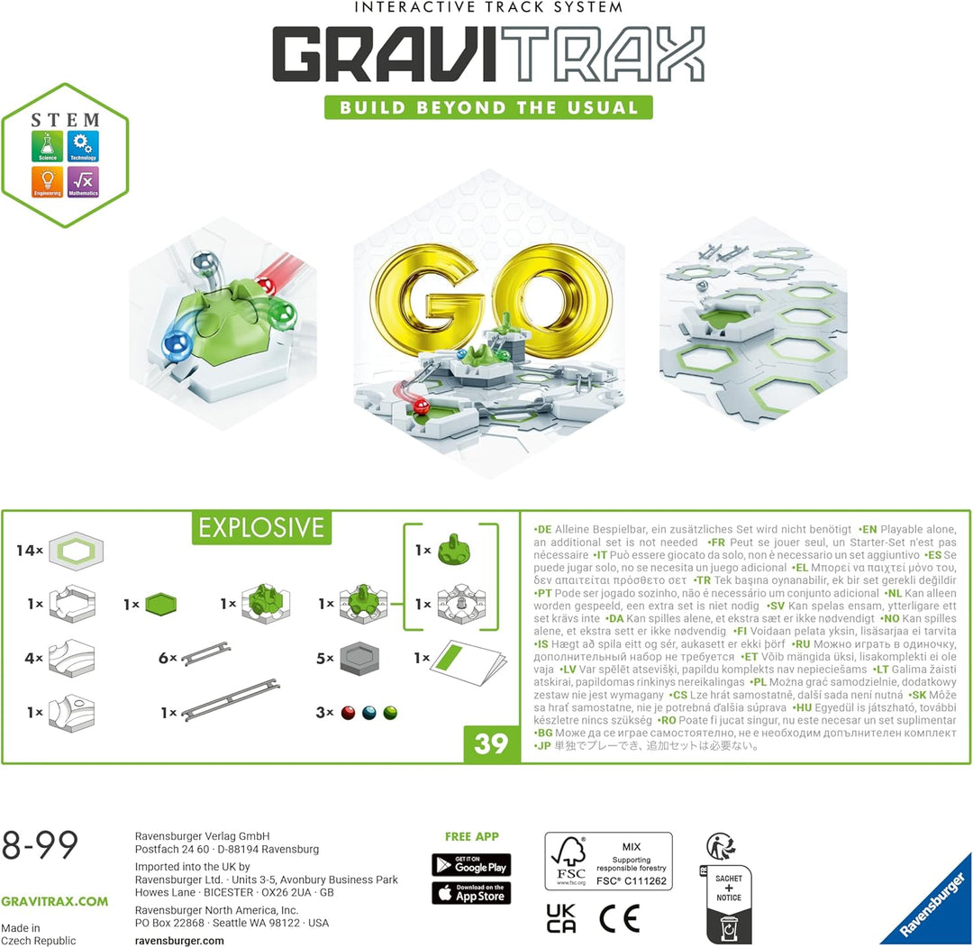 Ravensburger GraviTrax GO Explosive. Kombinierbar mit Allen GraviTrax Produktlinien, Starter-Sets, E