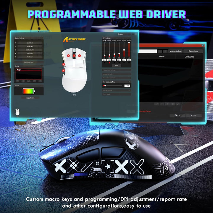 MAMBASNAKE X ATTACKSHARK V3 Kabellose Gaming-Maus mit Band,65g leicht,geteiltes Design für Rechtshän