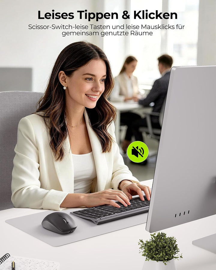 Bluetooth Tastatur mit Maus, SEENDA COE401 Kabelloses Tastatur Maus Set für Windows/Mac/iPad/Android