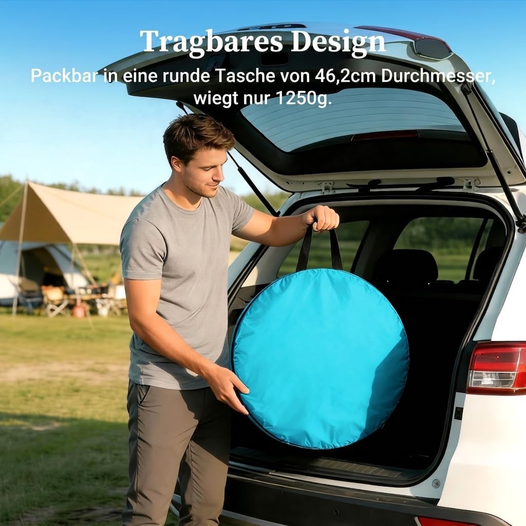 Wolfwise Strandmuschel Pop Up, UPF50+ Sonnenschutz, tragbar mit Tragetasche, sofortiger und einfache