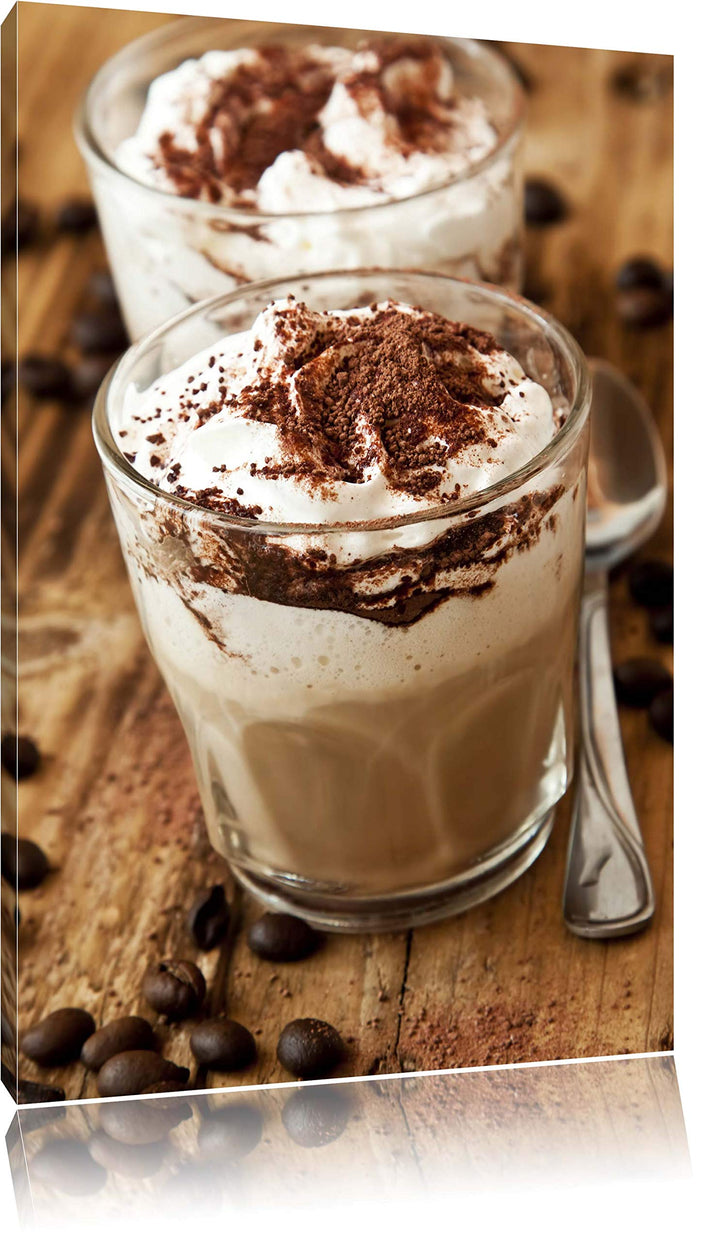 Leckerer Cappuccino mit Schokostreusel Format: 100x70 auf Leinwand, XXL riesige Bilder fertig gerahm