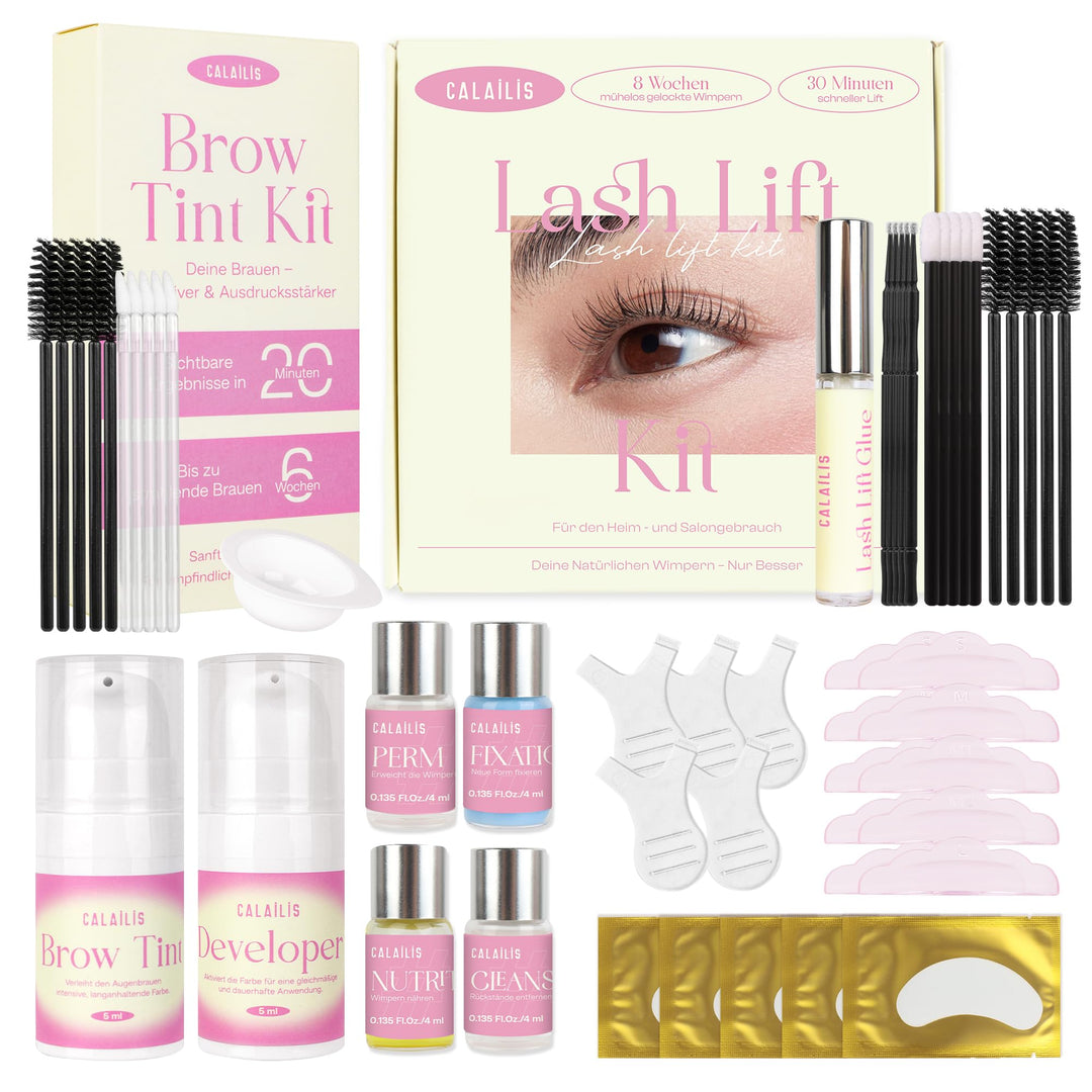 CALAILIS Wimpernlifting Set und Augenbrauenfarbe Set, 2-in-1 Lash Lifting und Brow Tint Kit für Natü