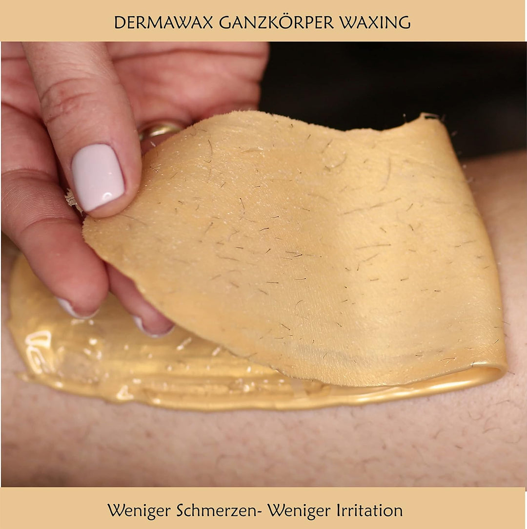 Dermawax Profi Waxing Set zur Haarentfernung 1000 ml Wachswärmer Made in Spanien 1 kg Gold Wachsperl
