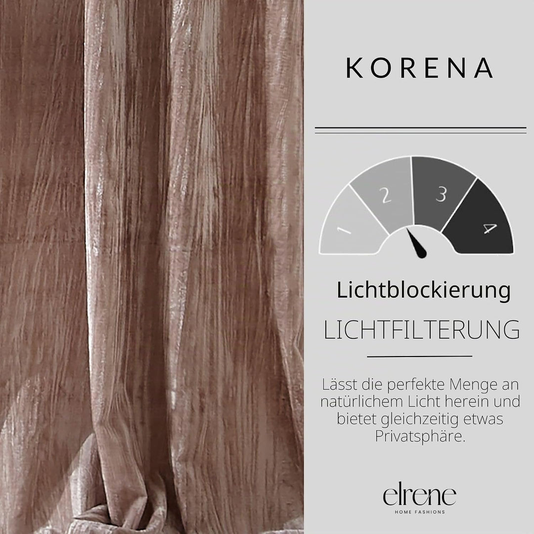 Elrene Home Fashions Korena Raffvorhang, Knautschsamt, rustikaler Stil, für Wohnzimmer oder Schlafzi