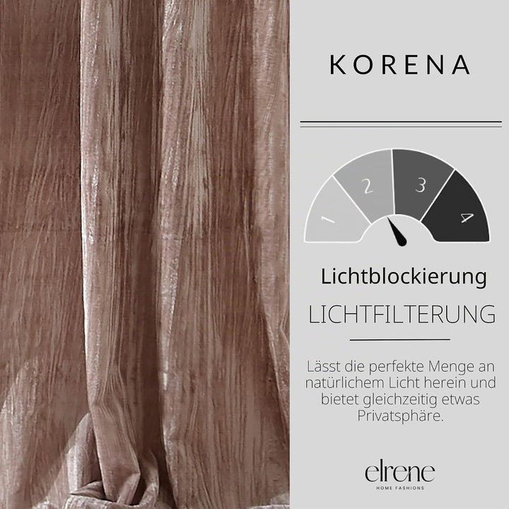 Elrene Home Fashions Korena Raffvorhang, Knautschsamt, rustikaler Stil, für Wohnzimmer oder Schlafzi