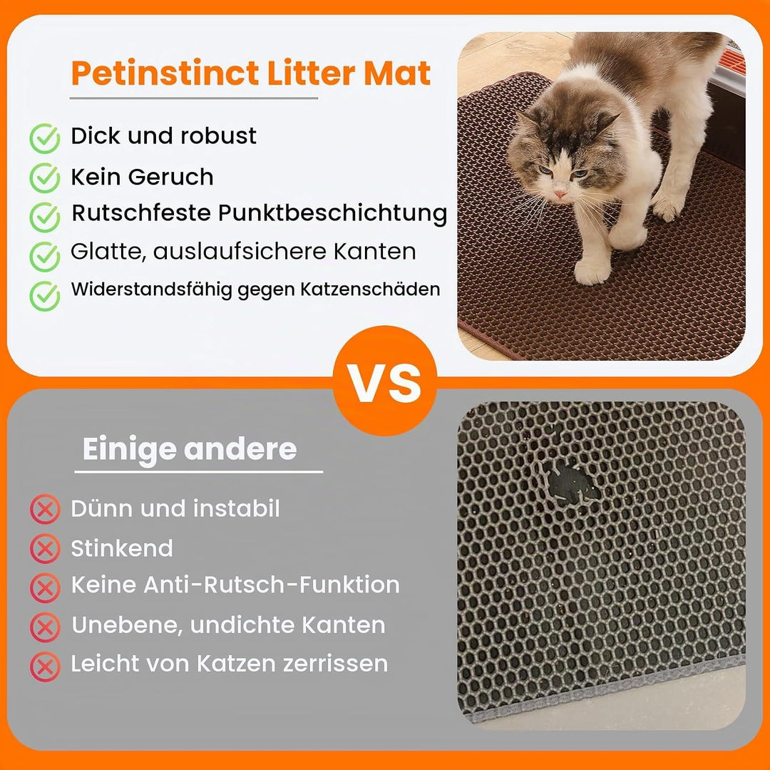 Katzenklo Matte, 116x66cm Riesiger Doppelschichtiger Katzenklo Unterleger, wasserdichte Langlebige E