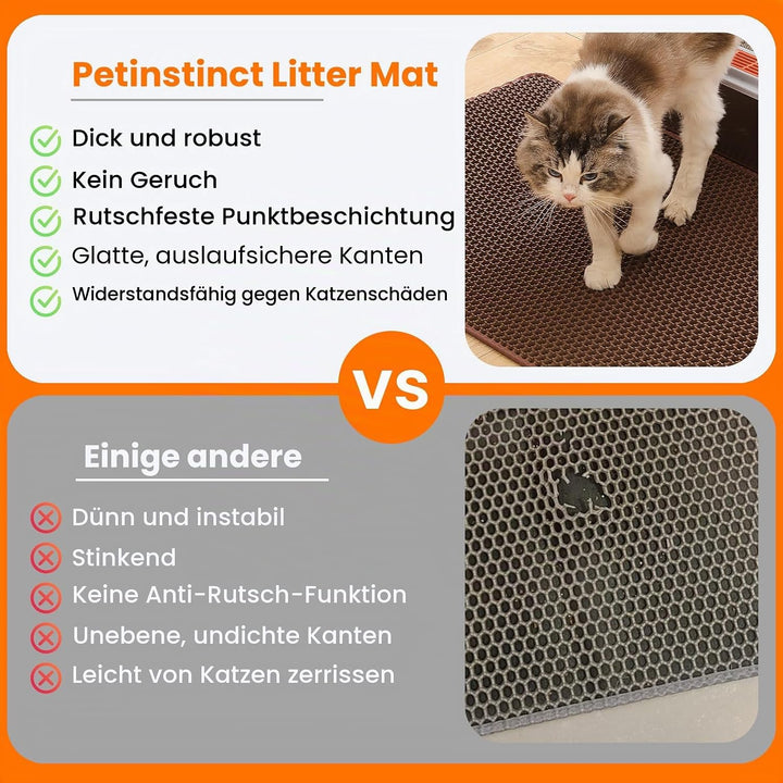 Katzenklo Matte, 116x66cm Riesiger Doppelschichtiger Katzenklo Unterleger, wasserdichte Langlebige E