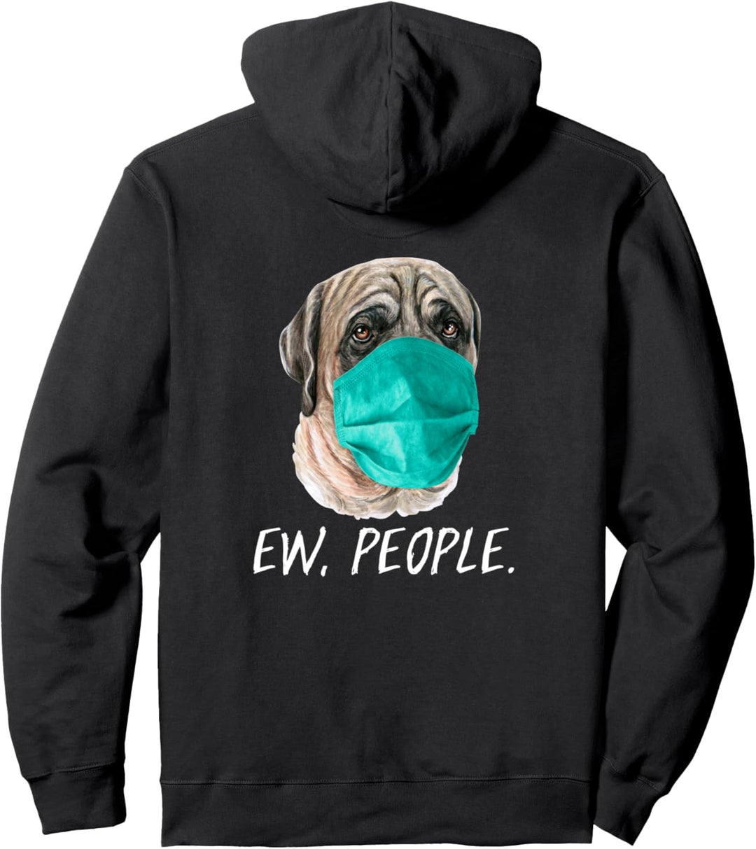 ENGLISH MASTIFF mit Gesichtsmaske Mundschutz Hund EW PEOPLE Pullover Hoodie