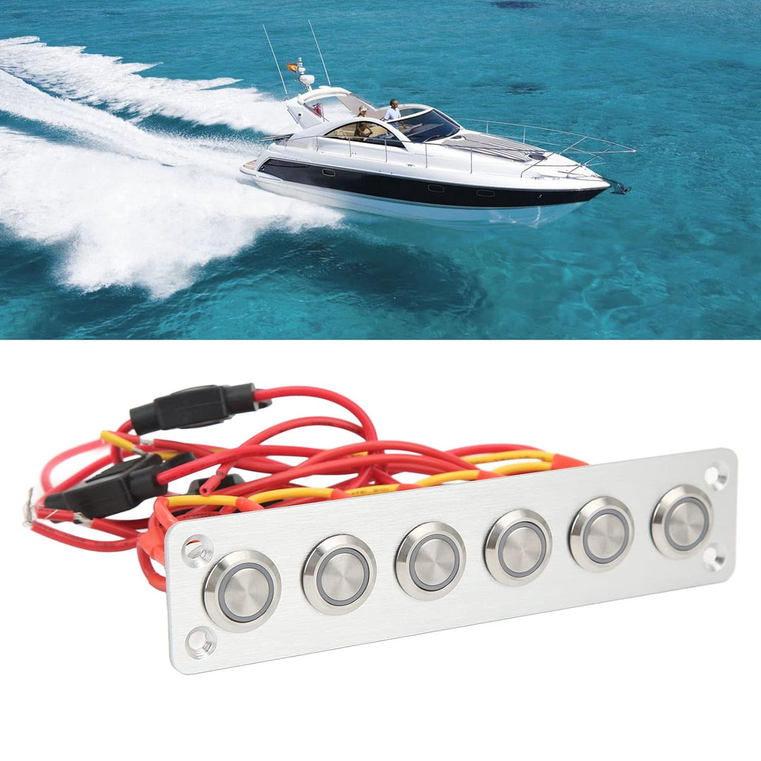 Leapiture Marine Boat Switch Panel für Auto RV Yacht 12 V DC System 6 Gang Druckschalter Blau Hinter