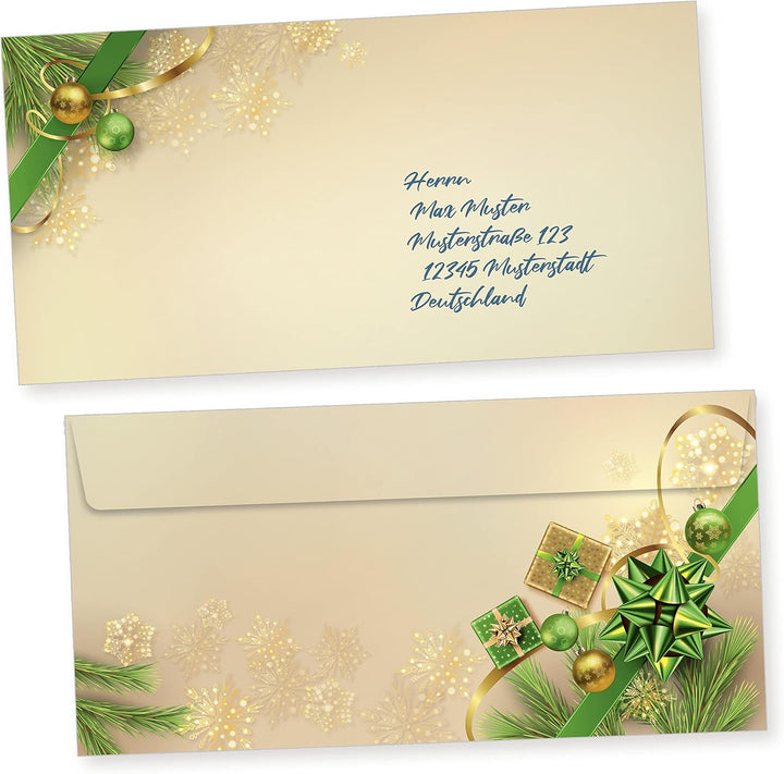 Chalet Noel 25 Sets Weihnachtsbriefpapier mit Umschlag ohne Fenster Weihnachtspapier A4 Briefpapier