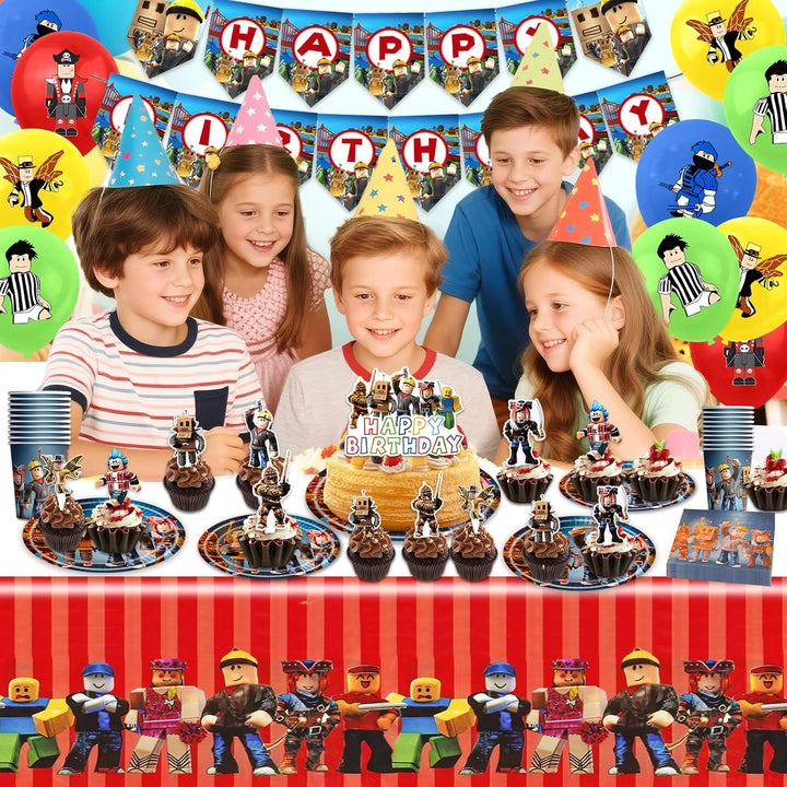 Robl Pappteller Kindergeburtstag Deko Junge- Roblx Geburtstag Geschirr Set Geburtstagsdeko Partygesc
