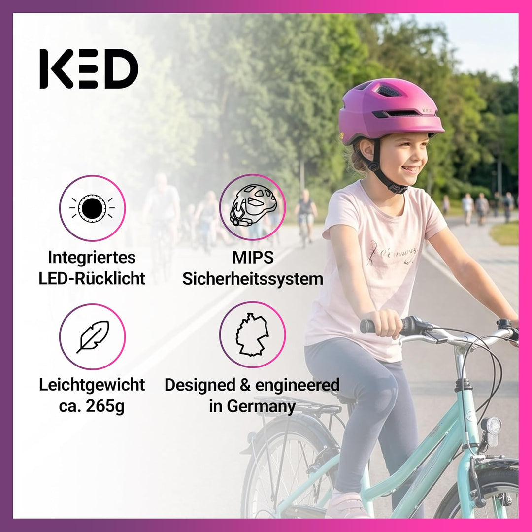 KED Pop MIPS Kinder Fahrrad Helm schwarz/weiss 2023 Pink M (52-56cm), Pink M (52-56cm)