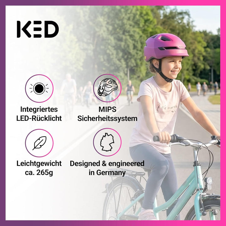 KED Pop MIPS Kinder Fahrrad Helm schwarz/weiss 2023 Pink M (52-56cm), Pink M (52-56cm)