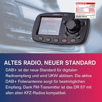 Albrecht DR 57 Adapter zum Aufrüsten von Auto-Radios, 27257, FM-Transmitter für DAB+ Sender und Blue