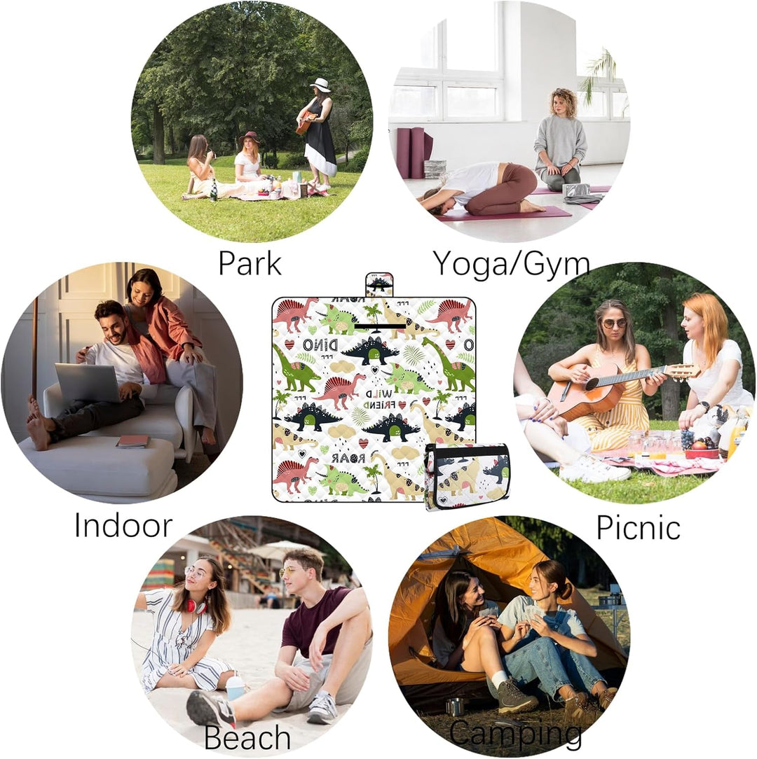 Picknickmatte 2mx2m (Dinosaurier) - Grosse Faltbare wasserdichte Picnic Blanket - Outdoor Krabbeldec