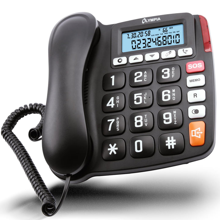 Olympia Senioren Grosstastentelefon Festnetztelefon Hörgerätekompatibel Grosse SOS und Freisprechtas