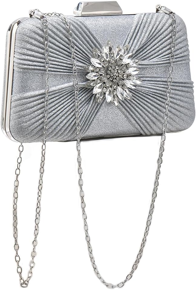 CORIOS Strass Clutch Bag Damen Abendtasche Klein Tasche Shiny Diamant Handtasche Luxuriös Kette Schu