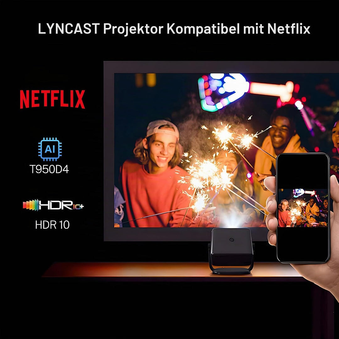 4K Unterstützung Smart Beamer HiFi Audio/KI-Sprachsteuerung/HDR10+/800 ANSI | Native 1080P FHD Heimk