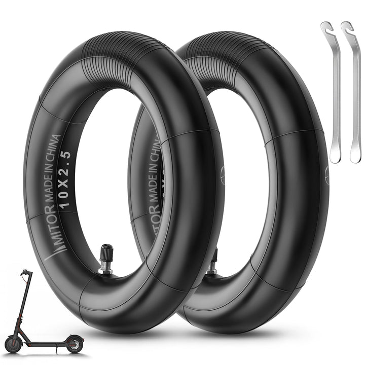 E Scooter Schlauch 10x2.50 mit Reifenmontierhebel, Haltbarem 60/70-6.5 Schlauch Verdickter für Nineb