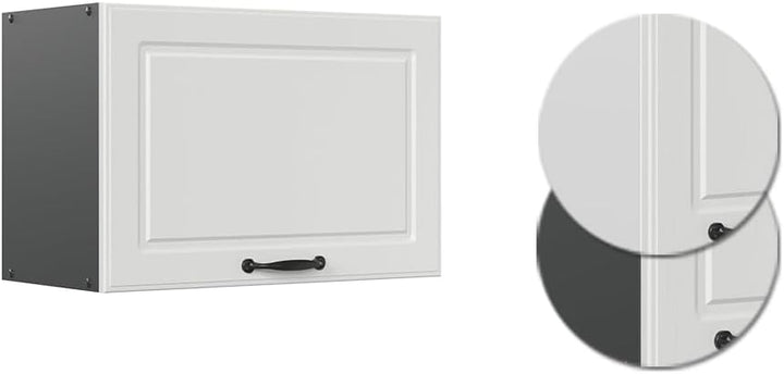 Vicco Hängeschrank R-Line, hängender Küchenschrank, Weiss Landhaus/Anthrazit, 60 cm Flach Weiss Land