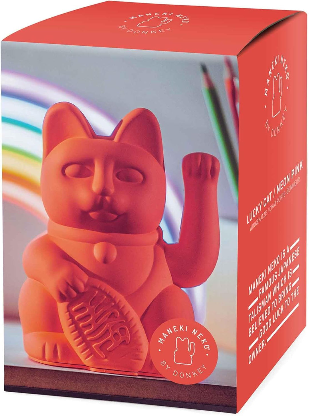DONKEY Products - Lucky Cat Neon Orange Winkekatze | Japanische Deko-Katze in stylischem Neon-Farbto