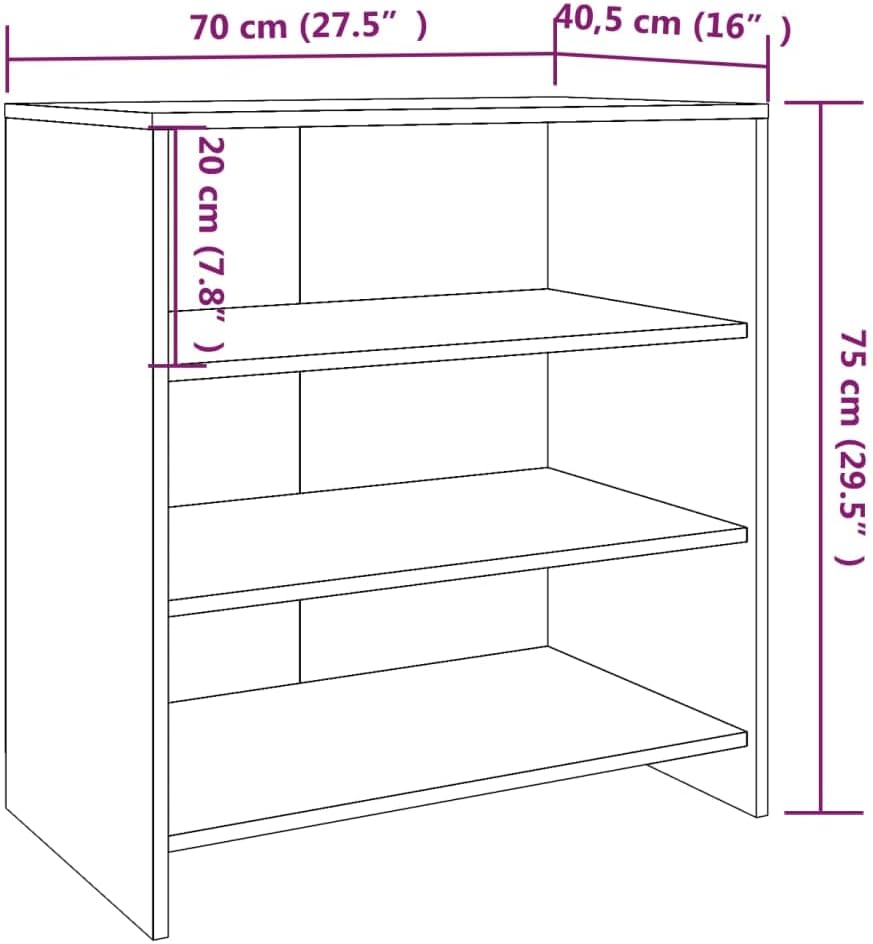 vidaXL Sideboard mit 3 Ablagen Kommode Anrichte Schrank Regal Beistellschrank Mehrzweckschrank Stand