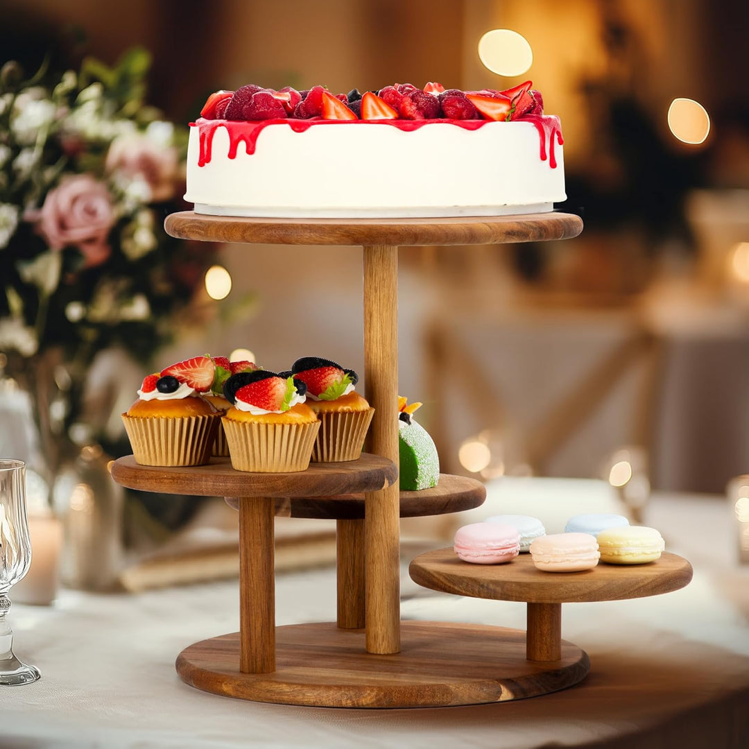 Etagere Tortenständer/Cupcake Ständer aus Holz 4 Etagen | Desser Halter Turm Serviertablett mit mehr