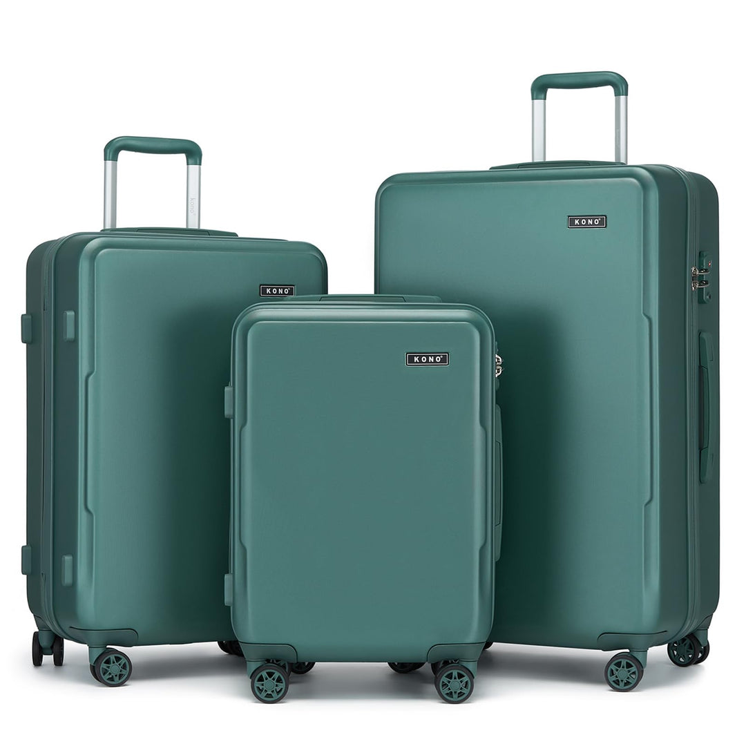 KONO Kofferset 3 Teilig Hartschale Leicht ABS+PC Koffer Handgepäck/Mittelgross/Gross Reisekofferset