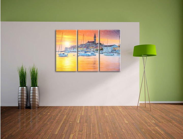 Pixxprint Kroatische Hafenstadt als Leinwandbild/Grösse: 3 Teilig (120x80 cm) cm/Wandbild/Kunstdruck