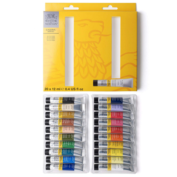 Winsor & Newton 2190606 Galeria Acrylfarben Set, Mehrfarbig, 20 Farben Starterset, 240 Milliliter Ga