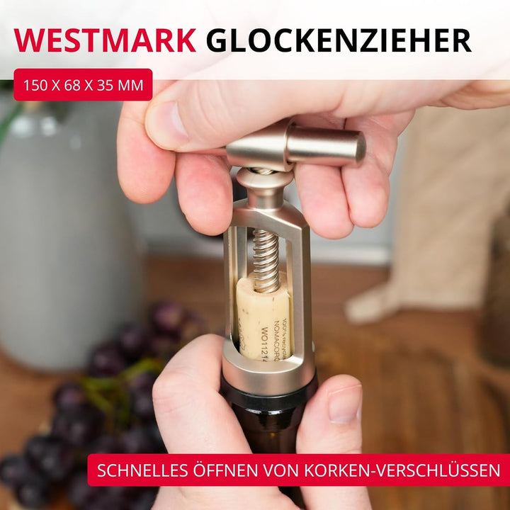 Westmark Glockenkorkenzieher mit Korkabstreifer, Monopol Edition, Stahl/Zink-Druckguss, Chianti, Ede