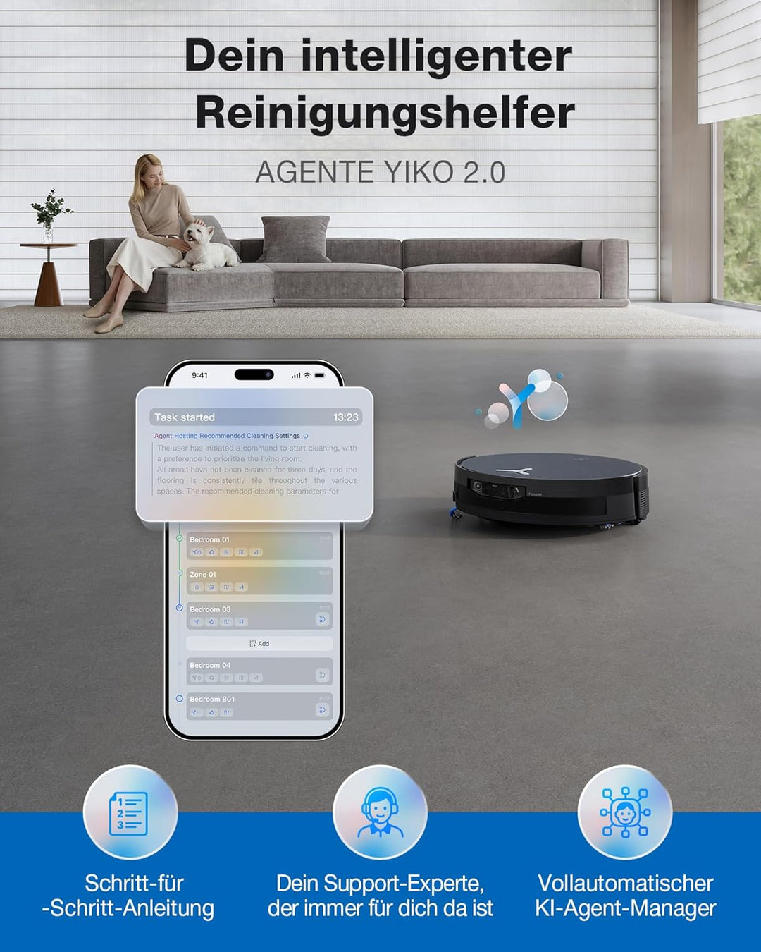 ECOVACS X12 OMNICYCLONE Saugroboter mit Wischfunktion, Blast & 22.000 Pa, FocusJet-System zur Flecke