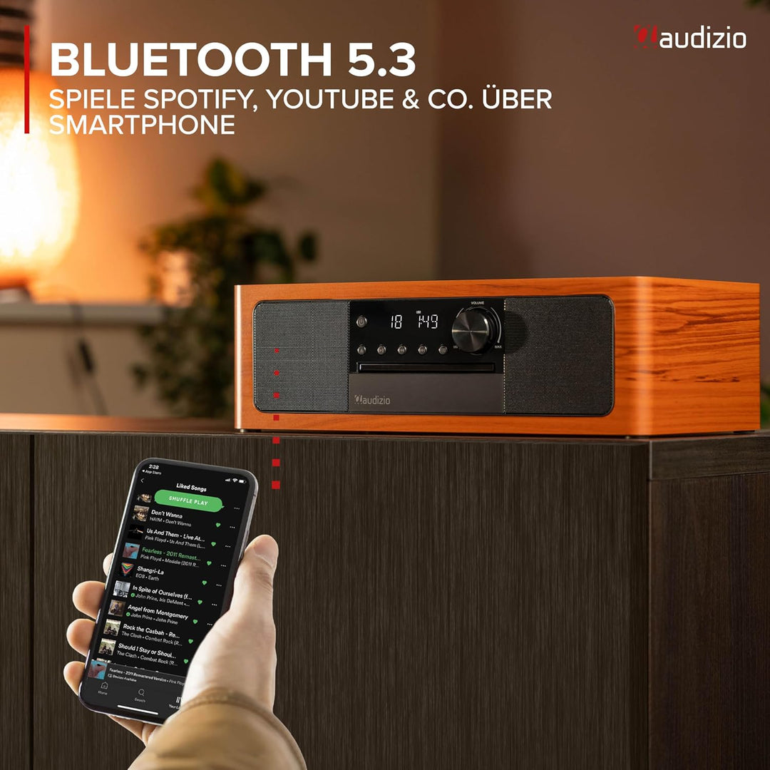 Audizio Lunata - DAB Radio mit CD Player, 100W Stereoanlage mit CD & Bluetooth 5.3 - Musikanlage mit