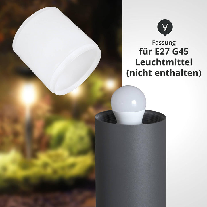 LED Universum Aussenstehleuchte Wegeleuchte 60cm Ø9cm anthrazit aus sehr dickem robustem Aluminium,
