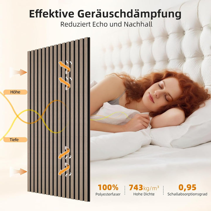 JAMELO Akustikpaneele Holz Furnier | 2,88m² - 120cm x 240cm* Set - (Set = 4 Stück 120cm x 60cm) | Fa