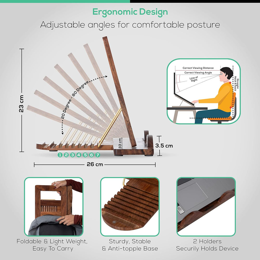 Ergonomischer Laptop-Ständer aus Holz, Tablet-Erhöhung | Online-Arbeiten | Online-Kurse | plastikfre
