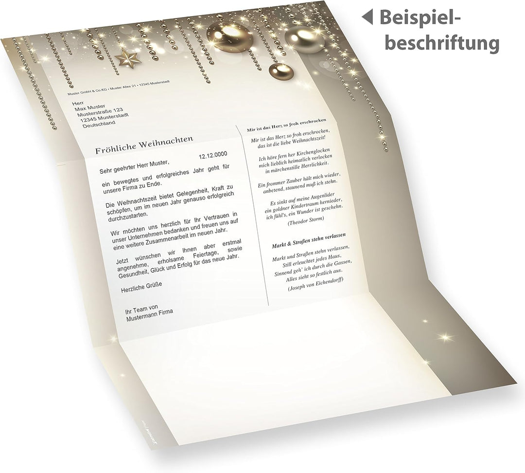Weihnachtsbriefpapier NOBLESSE 250 Blatt elegantes Briefpapier Weihnachten Papier DIN A4, 250 Blatt