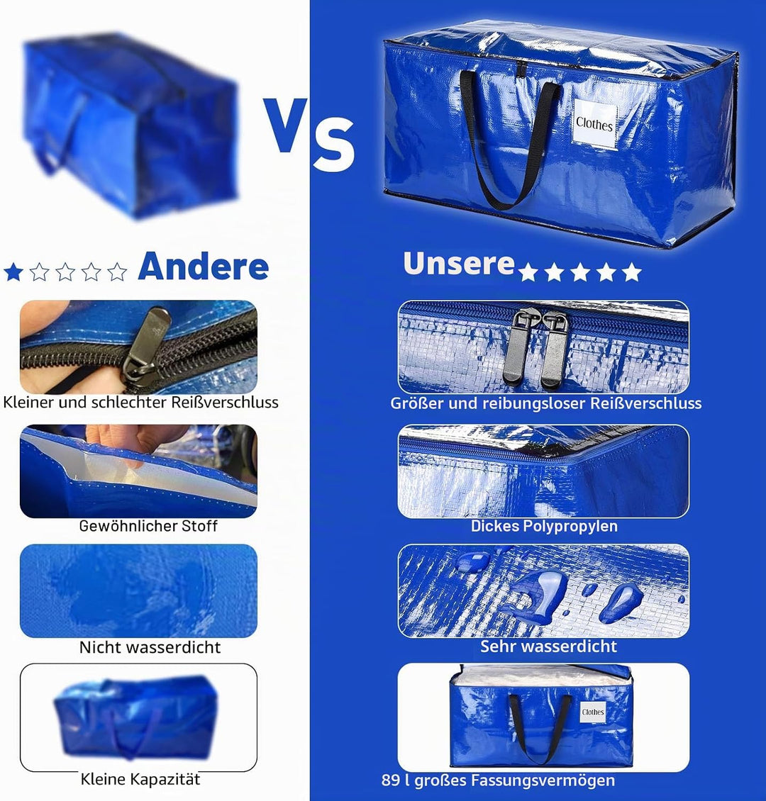 4er-Pack Extra Grosse, Strapazierfähige Aufbewahrungsboxen mit Deckeln, Grosse Starke Umzugskartons,