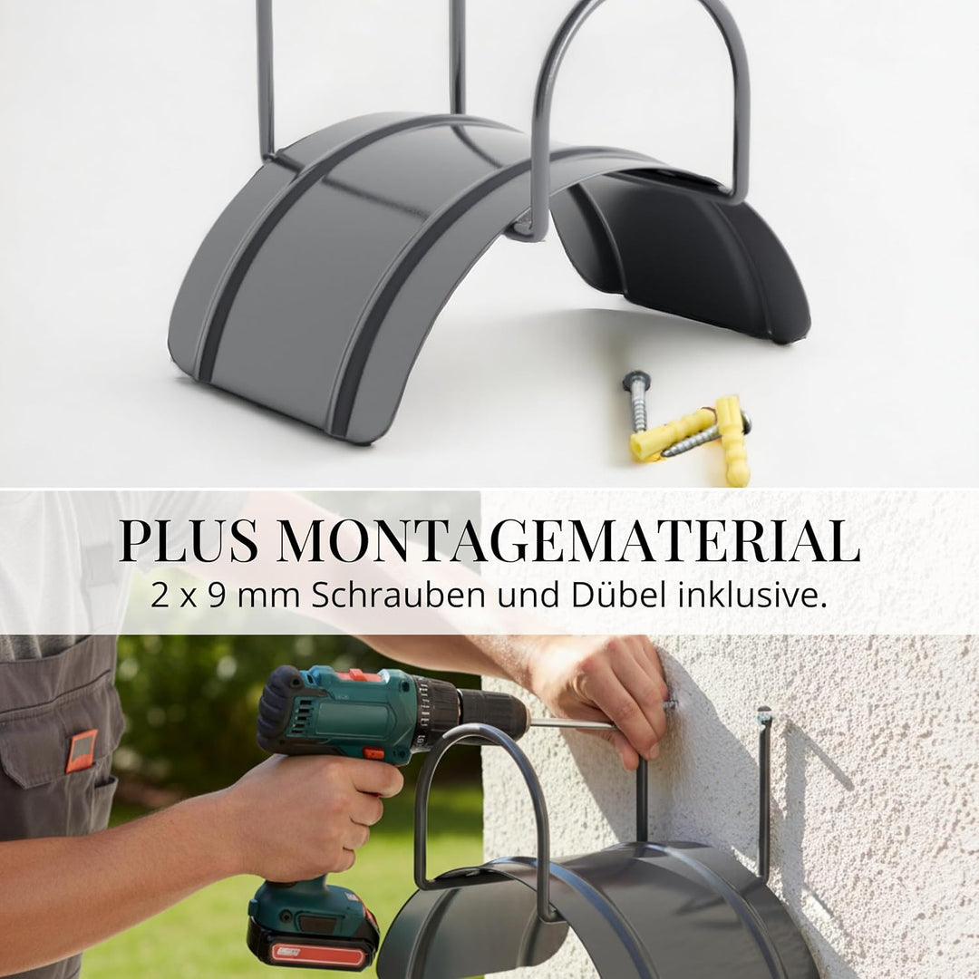 Livlig53 Gartenschlauch Halterung für 1/2 Zoll Schläuche bis 30m aus verzinktem Stahl, Wandhalterung